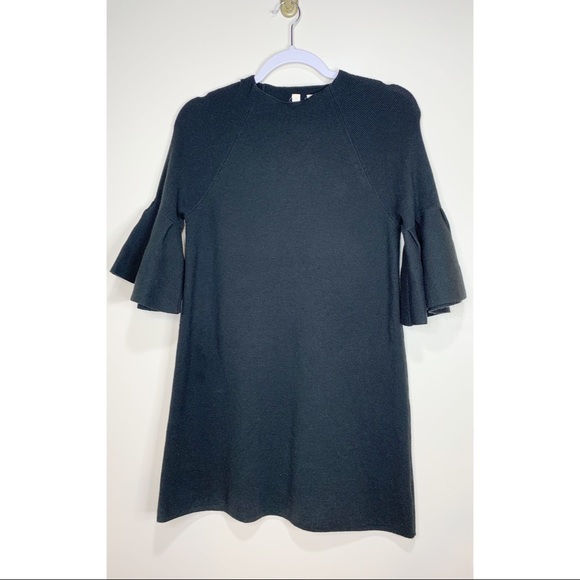 Moth Anthropologie Chester Bell Sleeve Dress, Wool Blend, Black, Size Small - Picture 4 of 8